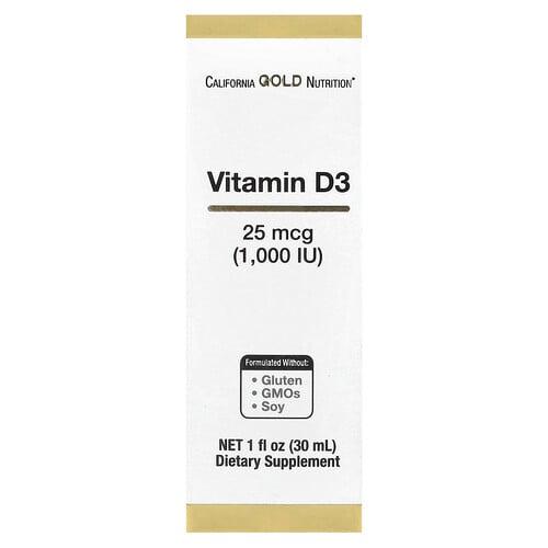 California Gold Nutrition Vitamin D3 25 Mcg 1 000 Iu 1 Fl Oz 30 Ml