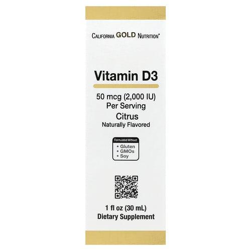 California Gold Nutrition Vitamin D3 Citrus 50 Mcg 2 000 Iu 1 Fl Oz 30 Ml product image