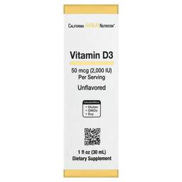 California Gold Nutrition Vitamin D3 Unflavored 50 Mcg 2 000 Iu 1 Fl Oz 30 Ml