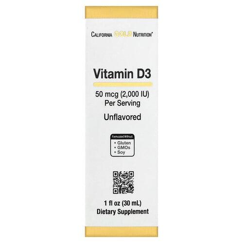 California Gold Nutrition Vitamin D3 Unflavored 50 Mcg 2 000 Iu 1 Fl Oz 30 Ml product image