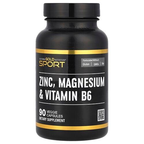 California Gold Nutrition Sport Zinc Magnesium Vitamin B6 90 Veggie Capsules