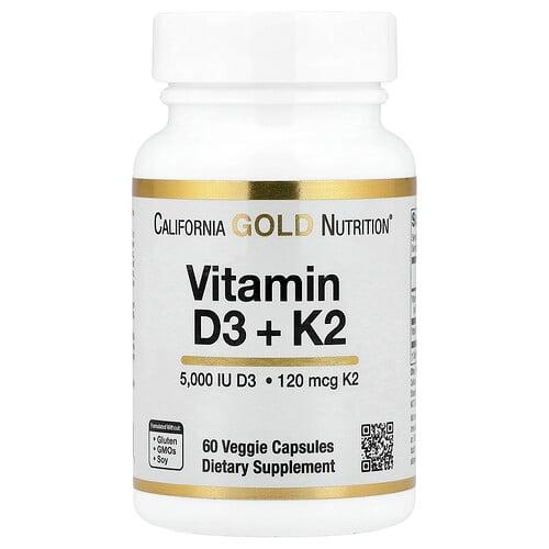 California Gold Nutrition Vitamin D3 K2 As Mk 7 60 Veggie Capsules