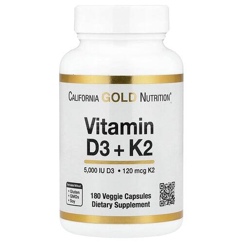 California Gold Nutrition Vitamin D3 K2 As Mk 7 180 Veggie Capsules product image