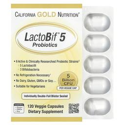 California Gold Nutrition Lactobif 5 Probiotics 5 Billion Cfu 120 Veggie Capsules