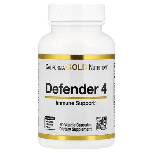 California Gold Nutrition Defender 4 With Vitamin C Vitamin D Zinc Selenium 60 Veggie Capsules