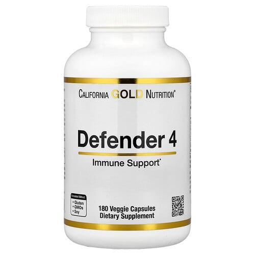 California Gold Nutrition Defender 4 With Vitamin C Vitamin D Zinc Selenium 180 Veggie Capsules product image