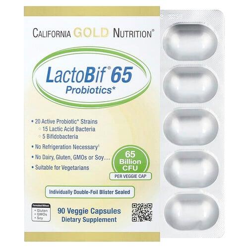 California Gold Nutrition Lactobif 65 Probiotics 65 Billion Cfu 90 Veggie Capsules