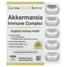 California Gold Nutrition Akkermansia Probiotics Immune Complex 60 Veggie Capsules