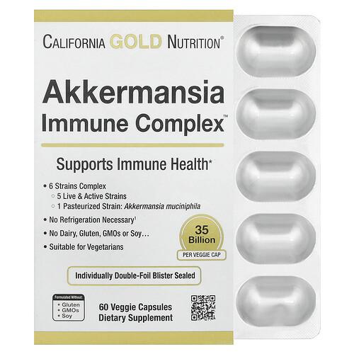 California Gold Nutrition Akkermansia Probiotics Immune Complex 60 Veggie Capsules