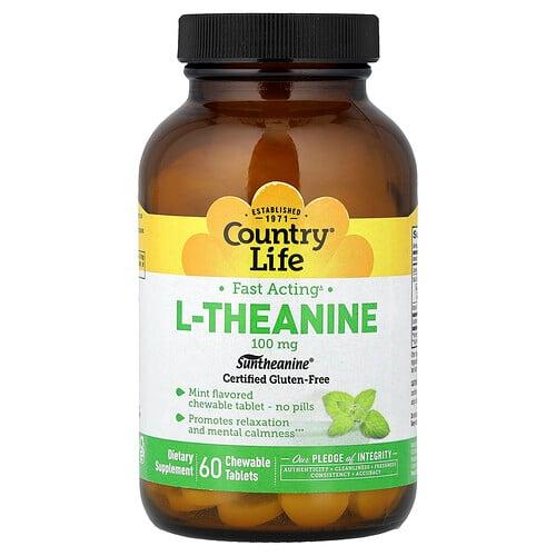 Country Life L Theanine Mint 100 Mg 60 Chewable Tablets