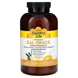 Country Life Cal Snack Chewable Calcium Magnesium Vanilla Orange 120 Wafers