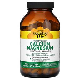 Country Life Target Mins Calcium Magnesium With Vitamin D Complex 240 Vegan Capsules