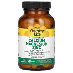 Country Life Target Mins Calcium Magnesium Zinc With Vitamin D 90 Tablets