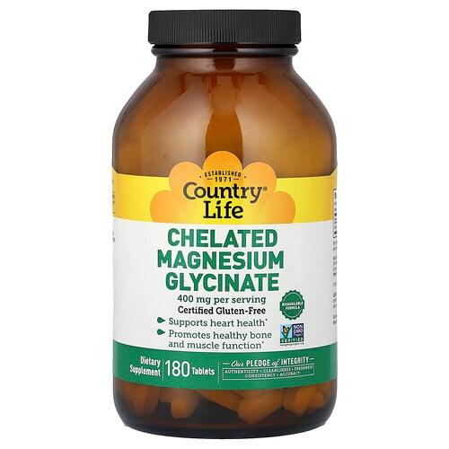 Country Life Chelated Magnesium Glycinate 180 Tablets 133 Mg Per Tablet