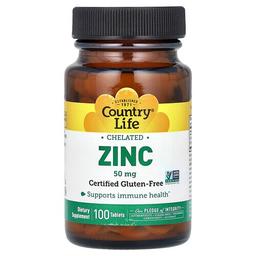 Country Life Chelated Zinc 50 Mg 100 Tablets