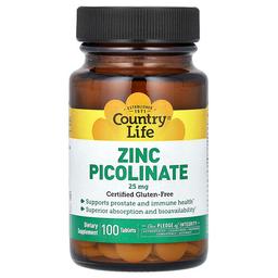 Country Life Zinc Picolinate 25 Mg 100 Tablets