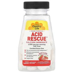 Country Life Acid Rescue Calcium Carbonate Berry 60 Chewable Tablets