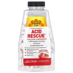 Country Life Acid Rescue Calcium Carbonate Berry 220 Chewable Tablets