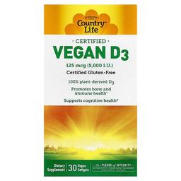 Country Life Certified Vegan D3 125 Mcg 5 000 Iu 30 Vegan Softgels