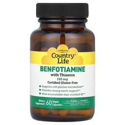 Country Life Benfotiamine With Thiamin 150 Mg 60 Vegan Capsules