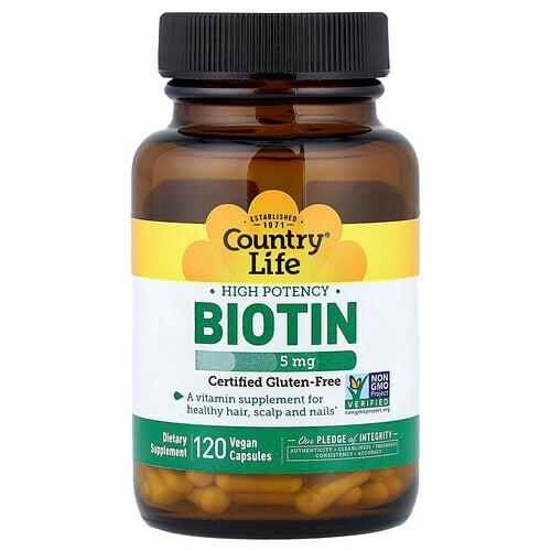 Country Life Biotin High Potency 5 Mg 120 Vegan Capsules