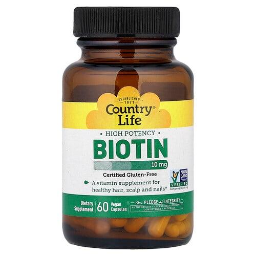 Country Life Biotin High Potency 10 Mg 60 Vegan Capsules product image