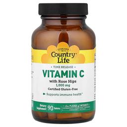 Country Life Time Release Vitamin C With Rose Hips 1 000 Mg 90 Tablets