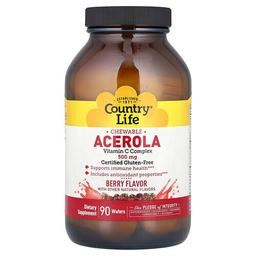 Country Life Chewable Acerola Vitamin C Complex Berry 500 Mg 90 Wafers
