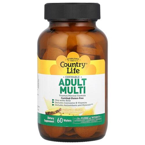 Country Life Chewable Adult Multi Pineapple Orange 60 Wafers