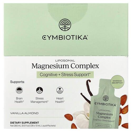 Cymbiotika Liposomal Magnesium Complex Vanilla Almond 28 Liquid Packets 0 3 Fl Oz 10 Ml Each