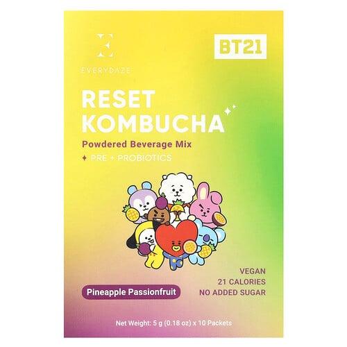Everydaze Reset Kombucha Powdered Beverage Mix Pineapple Passionfruit 10 Packets 0 18 Oz 5 G Each