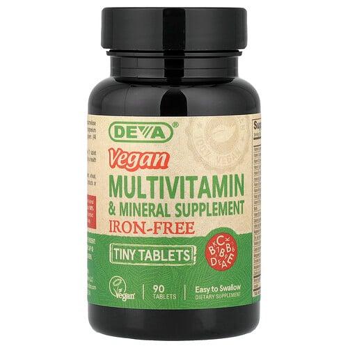 Deva Vegan Multivitamin Mineral Supplement Iron Free 90 Tiny Tablets