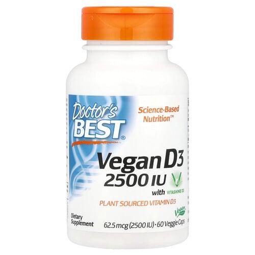Doctor S Best Vegan D3 With Vitashine D3 62 5 Mcg 2 500 Iu 60 Veggie Caps