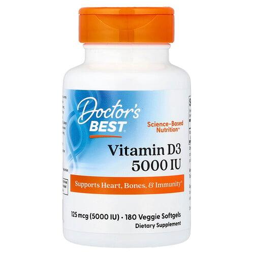 Doctor S Best Vitamin D3 125 Mcg 5 000 Iu 180 Veggie Softgels product image
