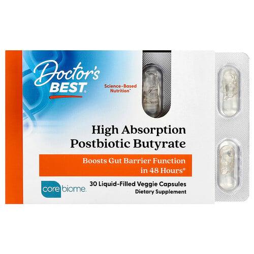 Doctor S Best High Absorption Postbiotic Butyrate 30 Liquid Filled Veggie Capsules 300 Mg Per Capsule