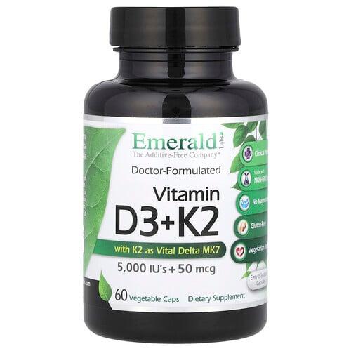 Emerald Laboratories Vitamin D3 K2 60 Vegetable Caps