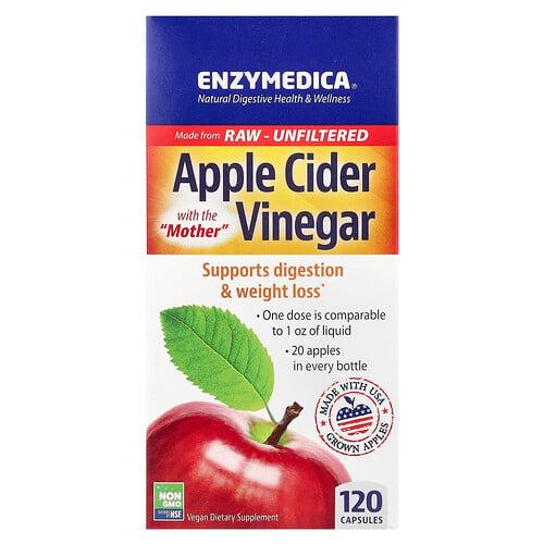 Enzymedica Apple Cider Vinegar With The Mother 120 Capsules 355 Mg Per Capsule