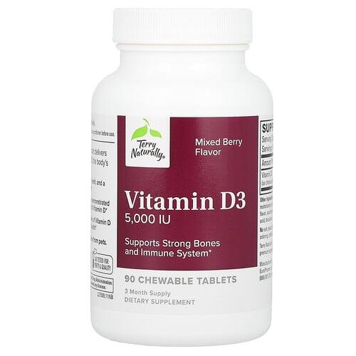 Terry Naturally Vitamin D3 Mixed Berry 5 000 Iu 90 Chewable Tablets