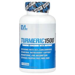 Evlution Nutrition Turmeric 1500 Turmeric Curcumin With Bioperine 90 Veggie Capsules