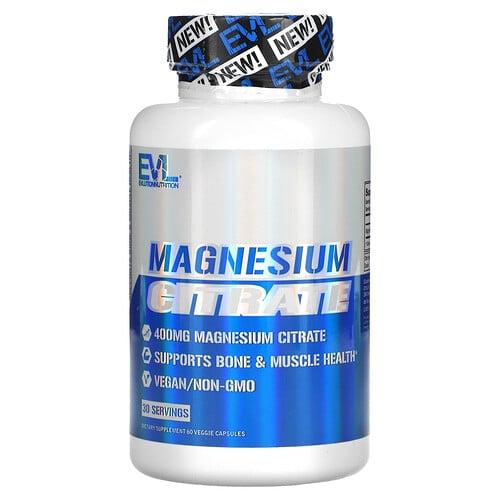 Evlution Nutrition Magnesium Citrate 60 Veggie Capsules 200 Mg Per Capsule