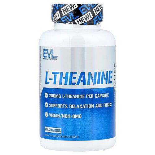 이보루션 뉴트리션 EVLution Nutrition, l-테아닌, 200mg, 베지 캡슐 60정 product image