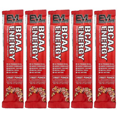 Evlution Nutrition Bcaa Energy Fruit Punch 5 Packets 0 3 Oz 9 9 G Each