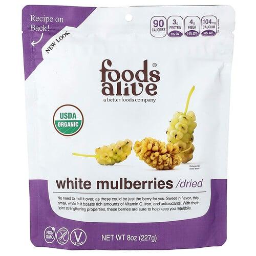 Foods Alive Organic White Mulberries Dried 8 Oz 227 G