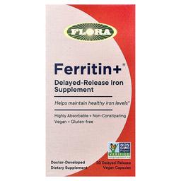 Flora Ferritin 30 Delayed Release Vegan Capsules 20 Mg Per Capsule