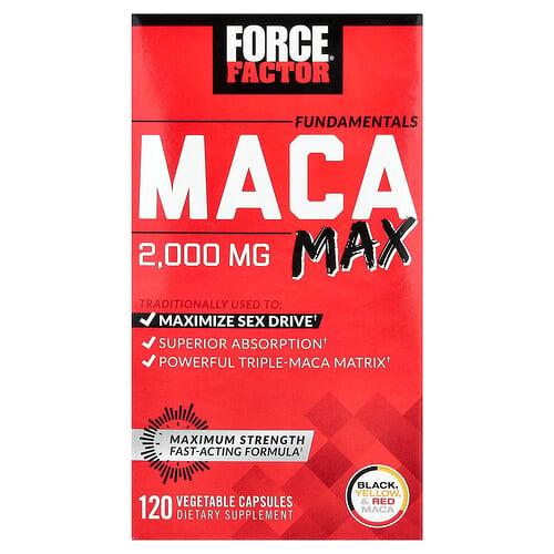 Force Factor Fundamentals Maca Max 2 000 Mg 120 Vegetable Capsules 500 Mg Per Capsule
