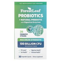 Forest Leaf Probiotics Natural Prebiotic With Digestive Enzymes Maximum Strength 30 Vegetarian Capsules