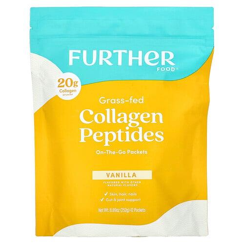Further Food Grass Fed Collagen Peptides Vanilla 12 Packets 0 74 Oz 21 G Each