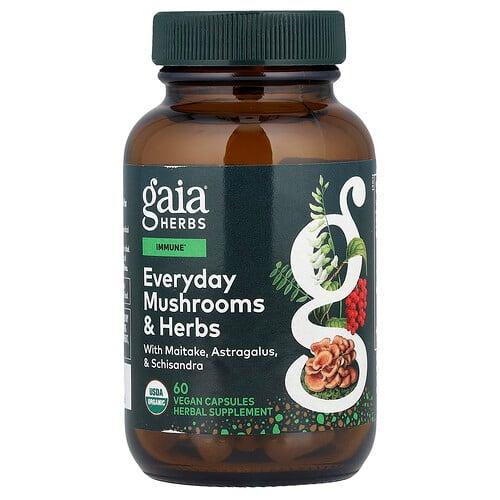 Gaia Herbs Everyday Mushrooms Herbs 60 Vegan Capsules