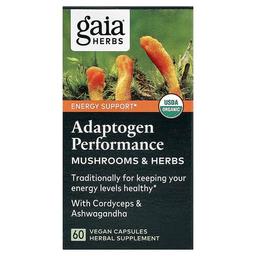 Gaia Herbs Adaptogen Performance Mushrooms Herbs 60 Vegan Capsules