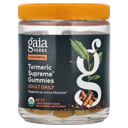 Gaia Herbs Turmeric Supreme Adult Daily Gummies Lemon Ginger 40 Gummies